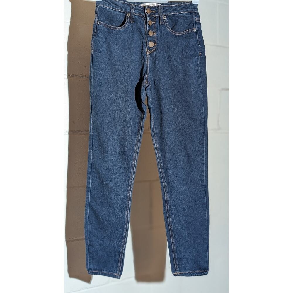 No Boundaries High Waisted Dark Wash Denim Jeans Button Fly Casual Everyday 5
